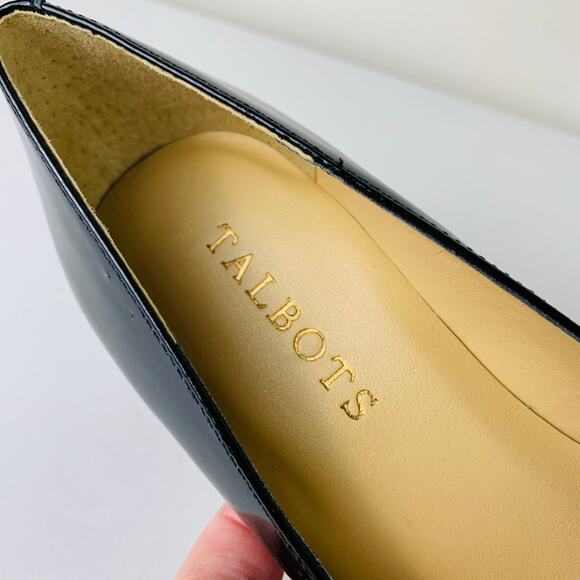 Talbots Size 5.5M Genuine Patent Leather Pump Kitten Heels Black Pointed Toe - Picture 10 of 13